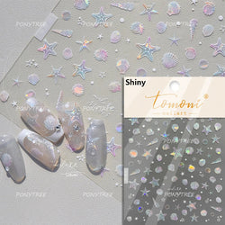 Marine Shell Starfish Ocean Elements Pearl Star Fishing Net Colourful Underwater Organisms 5D Nail Art Stickers Manicure Decals (Online Order Only)