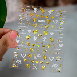 1pc Bohemian Valentine Nail Stickers 3D Self-Adhesive Fantasy Nail Art Glitter Sun, Heart, Lock, Star & Moon Designs Nail Decals (ONLINE ORDER ONLY)