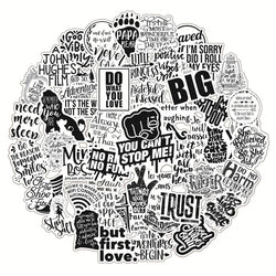 10/30/50PCS Black White Motivational Phrases Sticker Inspirational Life Quotes Stickers DIY Laptop Scrapbooking Graffiti Decals (Online Order Only)