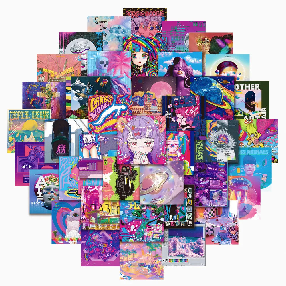 10/30/63PCS Vaporwave Art INS Girls Cartoon Stickers Decals Decoration DIY Phone Notebook Suitcase Laptop Waterproof Sticker Toy (Online Order Only)