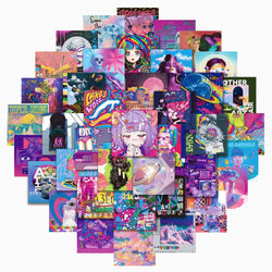 10/30/63PCS Vaporwave Art INS Girls Cartoon Stickers Decals Decoration DIY Phone Notebook Suitcase Laptop Waterproof Sticker Toy (Online Order Only)