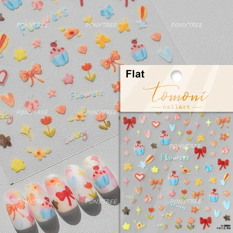 Lovely Heart Strawberry Cherry Bowknot Lace Lolita Crystal Rhinestone Line Rococo Chic Adhesive Nail Art Sticker Manicure Decals (ONLINE ORDER ONLY)