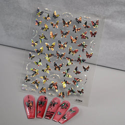 1pcs Butterfly Floral Nail Art Stickers Magic Shell Light Laser Black/White Nail Decoration Butterfly Slider Manicure Ornaments* (Online Order Only)