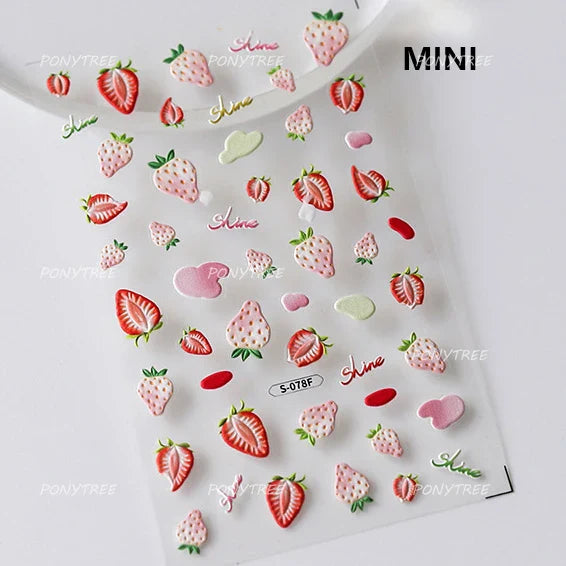 Toast Butter Brioche Bread Dim Sum Cookie Cherry Pudding Food Fork Doughnut Relief Adhesive Nail Art Stickers Manicure Decals (ONLINE ORDER ONLY)