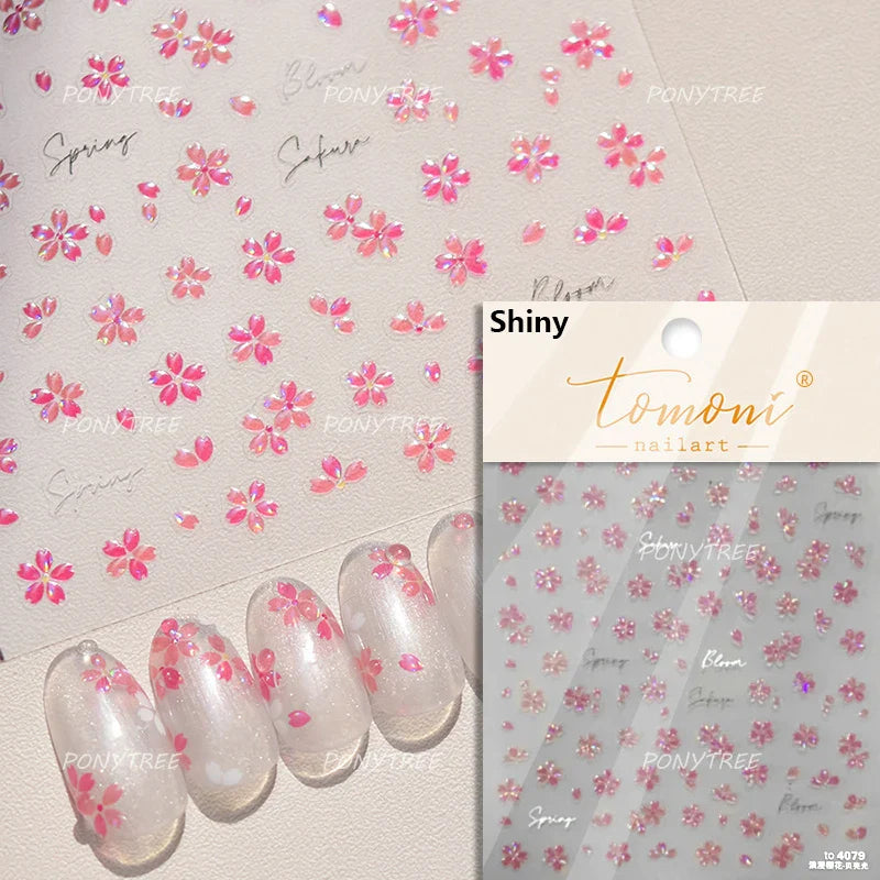 Embossed Shiny Vigor Sunflower Turnsole Vitality Butterfly Daisy Oil Painting Plant 5D Adhesive Nail Art Sticker Manicure Decals (ONLINE ORDER ONLY)