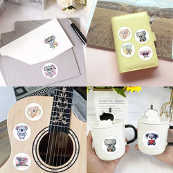 100-500pcs Cute Koala Bear Stickers Sealing Animal Kids Sticker Decor Circle Seal Label Birthday Reward Gift Stationery Sticker (Online Order Only)