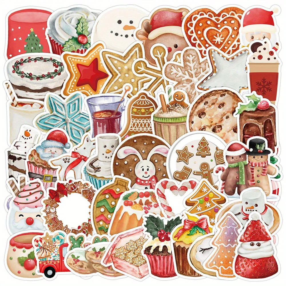 50pcs Nordic Christmas Cartoon Stickers for Helmet, Wall, DIY Decoration Wholesale (ONLINE ORDER ONLY)