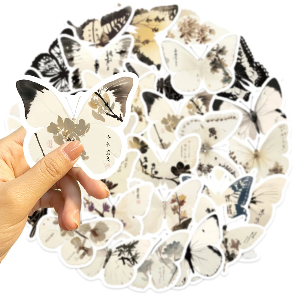 30Pcs Ink Butterfly Graffiti Stickers For Guitar Suitcase Phone Scrapbook DIY Vintage Sticker Craft Supplies (ONLINE ORDER ONLY)