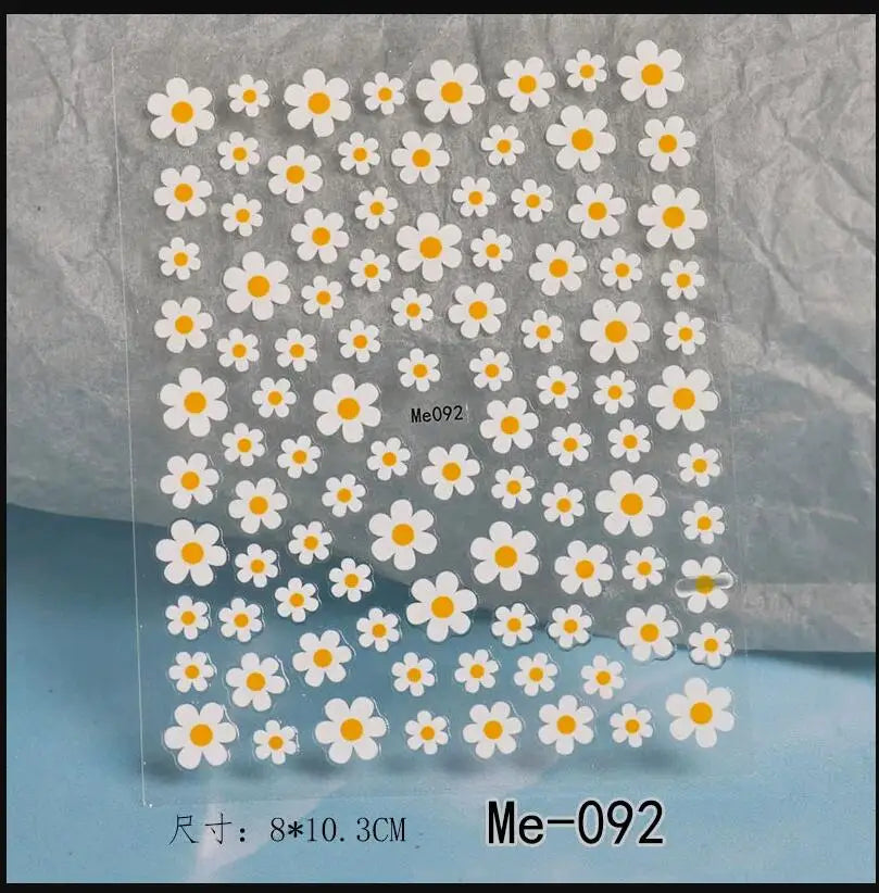 1PC Elegant 3D Daisy Flower Nails Art White Florals Petals Flowers Back Glue Nail Stickers Gel Polish Sticky Manicure Decoration (ONLINE ORDER ONLY)
