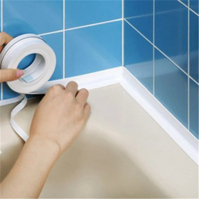 1pc Bathroom Waterproof Wall Stickers Sealing Tapes PVC Adhesive Sealing Strips Sink Edge Tape Kitchen Bathroom Accessories (ONLINE ORDER ONLY)