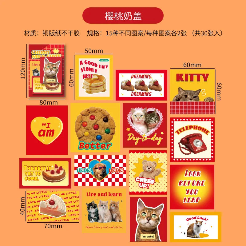 30pcs/lot Sweet Pictorial Series Scrapbooking Stickers Korean ins Hand Account Journal Collage Deco Material Stationery Sticker (ONLINE ORDER ONLY)