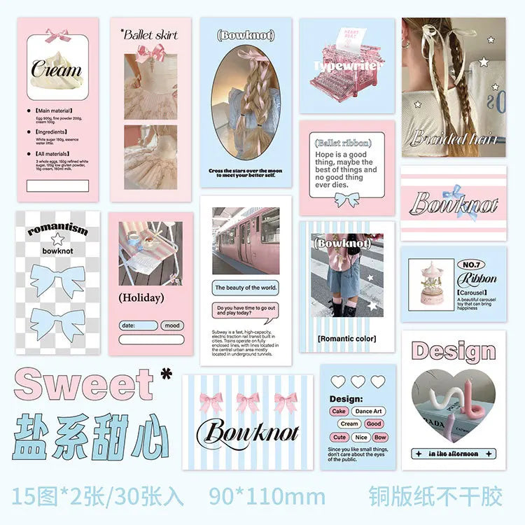 30Pcs Korean Ins Cute Girl Heart Scrapbooking Stickers Hand Account Idol Card Album DIY Phone Deco Material Stationery Sticker (ONLINE ORDER ONLY)