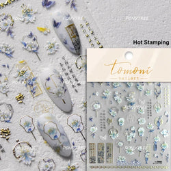 Chic Wild Flower Oil Painting Small Variegated Daisy Peach Blossom Lavender Petal Adhesive Nail Art Stickers Manicure Decals (Online Order Only)