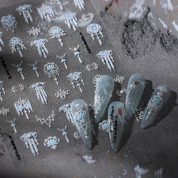 Yunjin Brocade Shawl Tassel Pendant Traditional Chinese Costumes and Ornaments Self Adhesive Nail Art Stickers Manicure Decals (ONLINE ORDER ONLY)