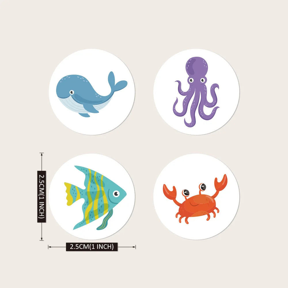 100-500pcs Cartoon Animal Sticker Reward Label Thank You Cute Game Sticker DIY Gift Sealing Label Decoration Supple (ONLINE ORDER ONLY)