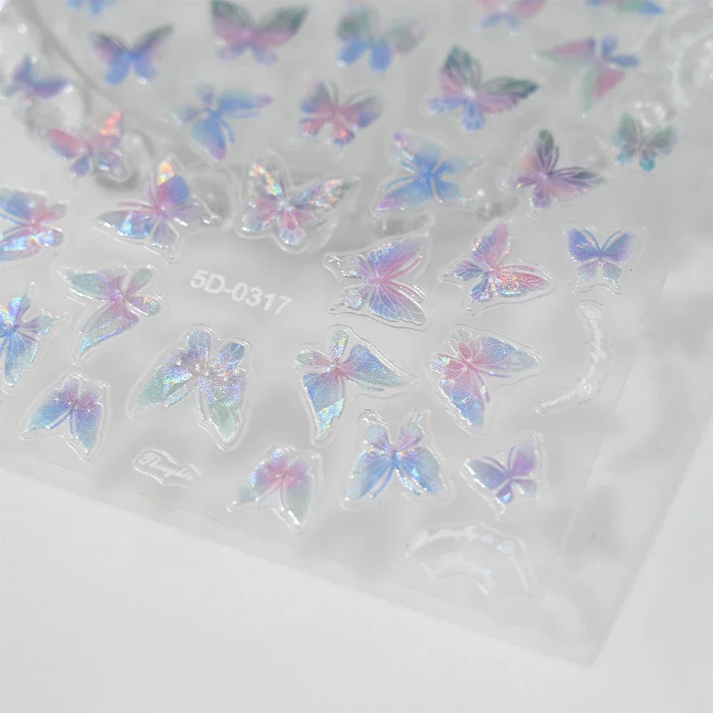 1pcs Pink Christmas Nail Stickers Shiny Shell Light Nail Art Parts Stickers Cute Snowflakes Star Wreath Nail Decorations Decals* (ONLINE ORDER ONLY)