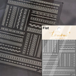 French Style Geometric Black White Square Grid Rhombus Stripe 3D Self Adhesive Nail Art Stickers Shiny Rhinestone Manicure Decal (ONLINE ORDER ONLY)