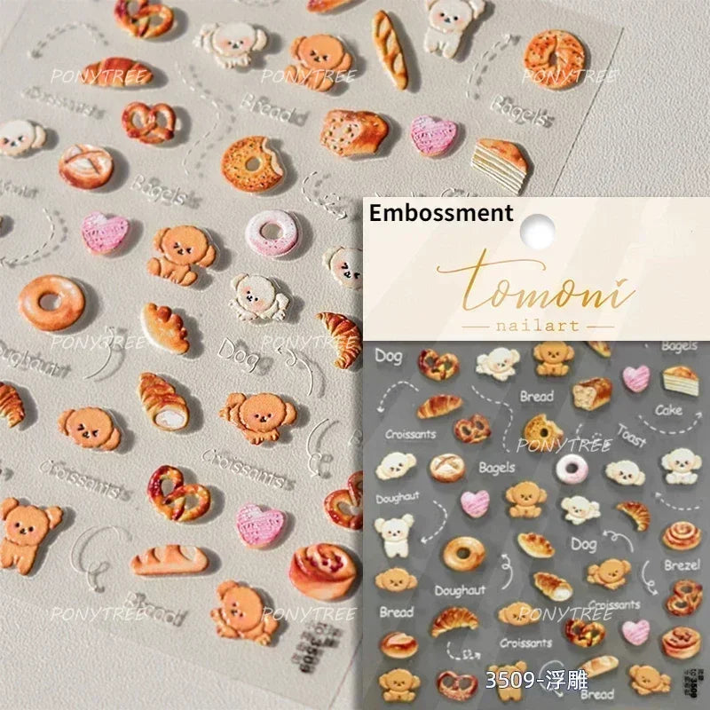 Colored Shiny Jelly Claw Paw Pudding Dessert Cherry Bowknot Cake Bow Tie Drink Food Love Heart Nail Art Sticker Manicure Decal (ONLINE ORDER ONLY)