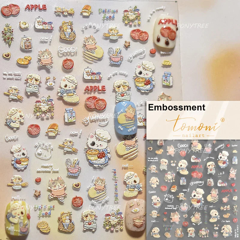Squirrel Mushroom Apple Strawberry Cherry Pinecone Ginkgo Leaf Self Adhesive Nail Art Stickers Butterfly Flower Manicure Decals (ONLINE ORDER ONLY)