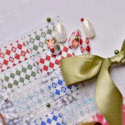 Geometric Grid Square Butterfly Snow Star Metal Self Adhesive Nail Art Sticker Snowflake Rhinestone Manicure Decal Nail Supplies (ONLINE ORDER ONLY)