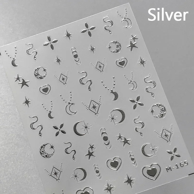 Dreamy Moon Star Cloud Butterfly Starrylight Rhinestone 5D Soft Embossed Relief Nail Art Sticker 3D Decal Decoration Manicure (ONLINE ORDER ONLY)