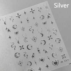 Dreamy Moon Star Cloud Butterfly Starrylight Rhinestone 5D Soft Embossed Relief Nail Art Sticker 3D Decal Decoration Manicure (ONLINE ORDER ONLY)