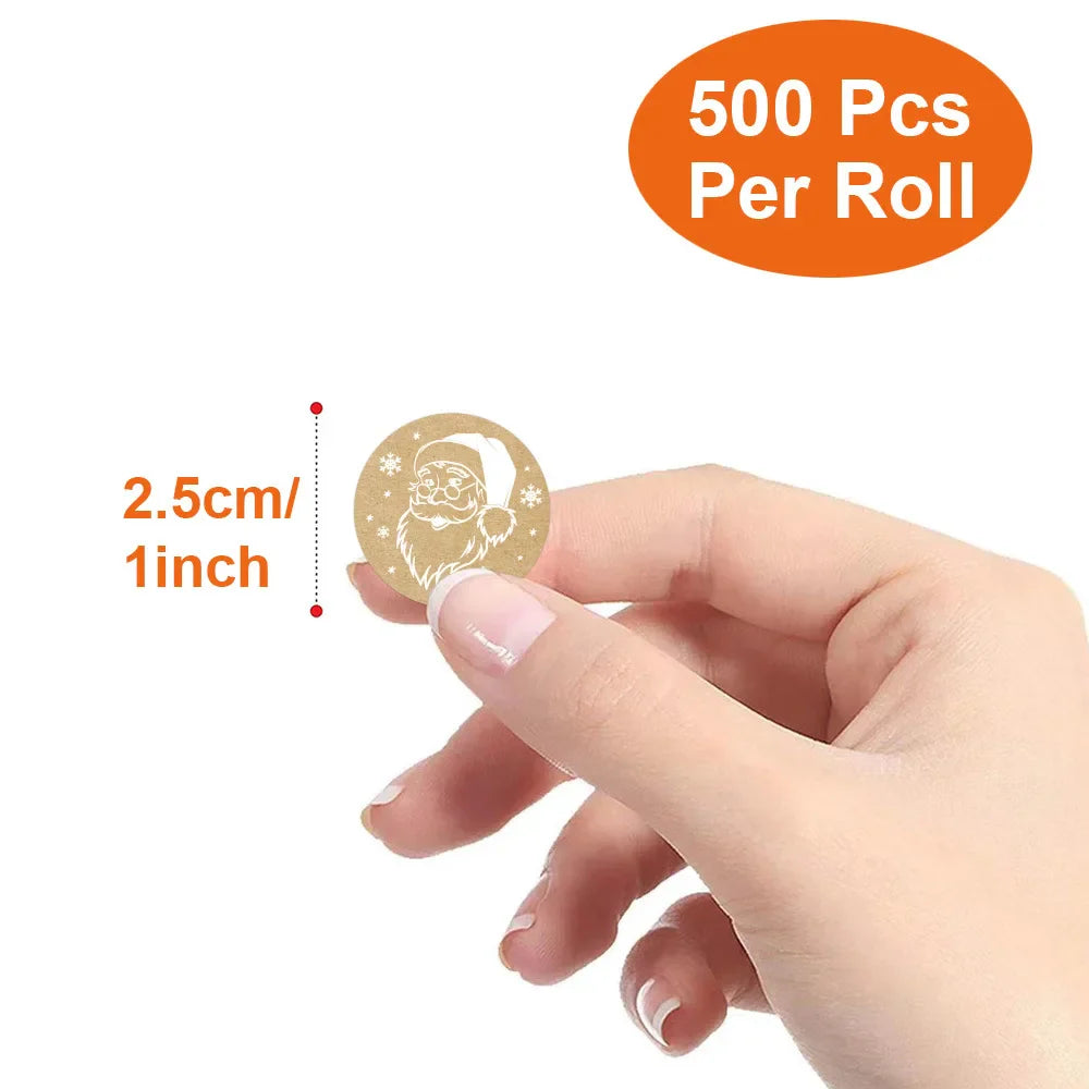 New kraft Paper Christmas White Snowflake Santa Claus Stickers Party Decoration Gift Sealer Office Stationery (ONLINE ORDER ONLY)