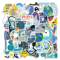100pcs Climate Change Environmental Stickers Waterproof Laptop Luggage Decals (Online Order Only)