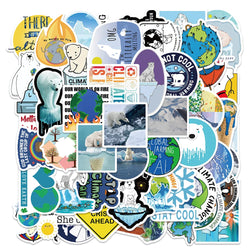 100pcs Climate Change Environmental Stickers Waterproof Laptop Luggage Decals (Online Order Only)