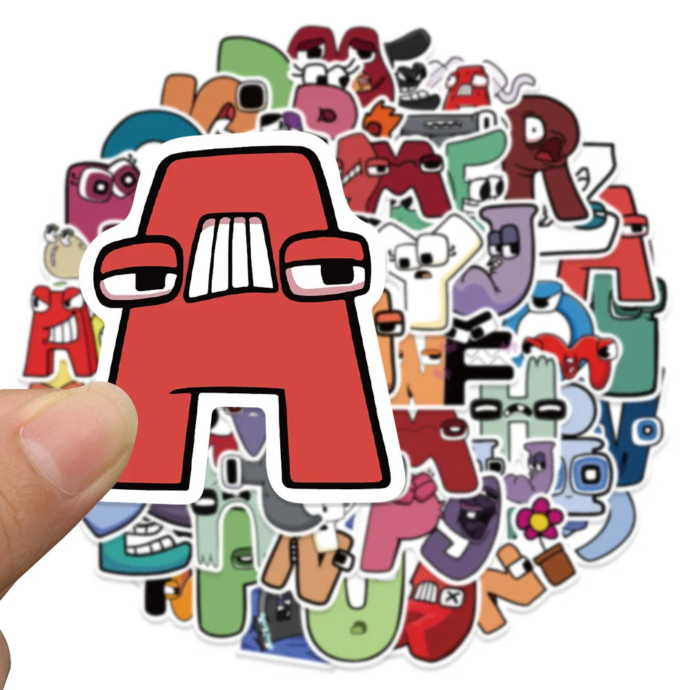 52Pcs Cartoon Game Alphabet Lore Stickers for Laptop Skateboard Motor Bike Car Fridge Guitar Waterproof Sticker Classic Toys (Online Order Only)