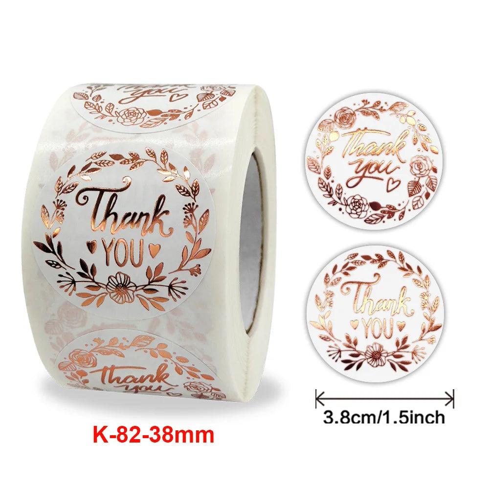 500 Pcs 1.5inch/3.8cm Round Laser English Thank You Gift Seal Sealing Stickers with Waterproof Wedding Holiday Label (ONLINE ORDER ONLY)