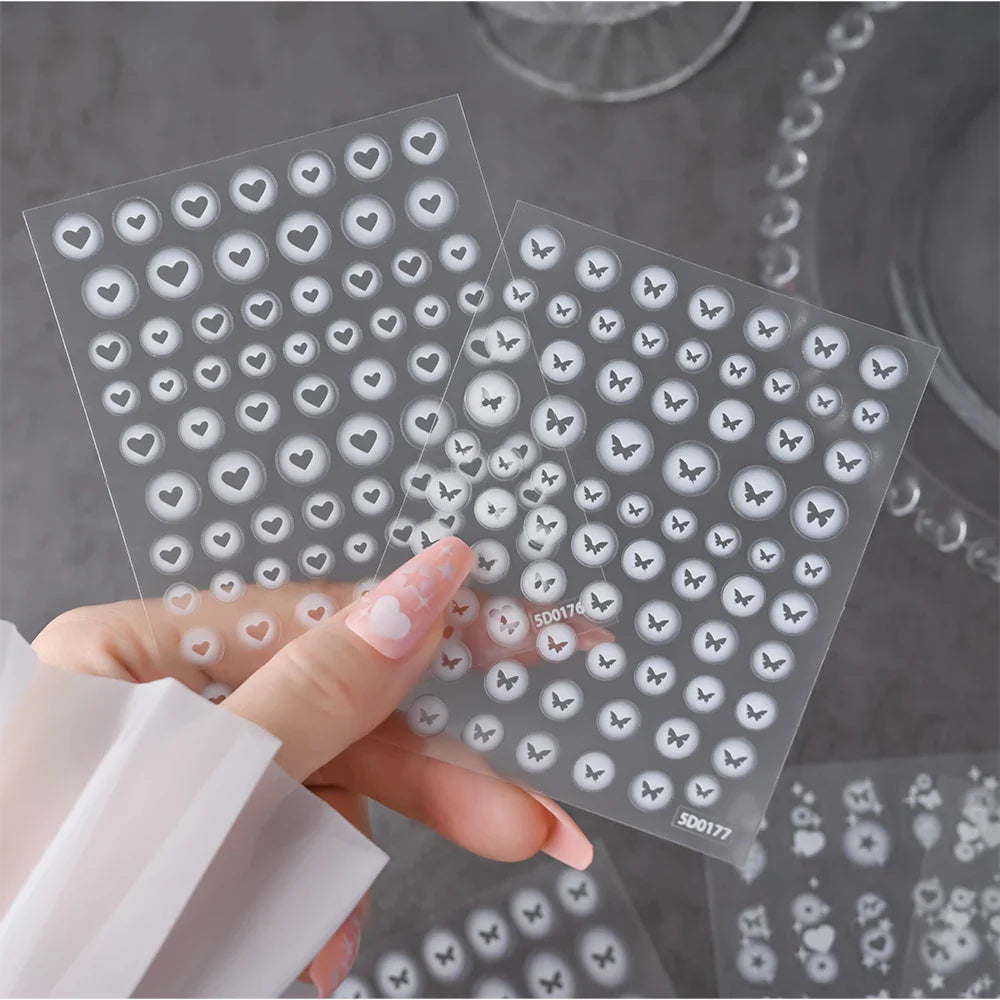 6Pcs 5D Heart Nail Stickers Self-Adhesive Frosted Design DIY Manicure Decors for Women Frosted Nail Decals %Valentine's Day #NK* (ONLINE ORDER ONLY)