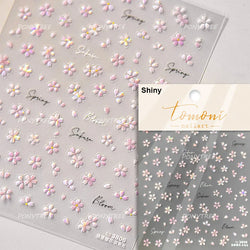 Romantic Cherry Blossom Sakura Flower Petal Leaf Self Adhesive Nail Art Stickers Rhinestone Shiny Flat Petalage Manicure Decals (ONLINE ORDER ONLY)