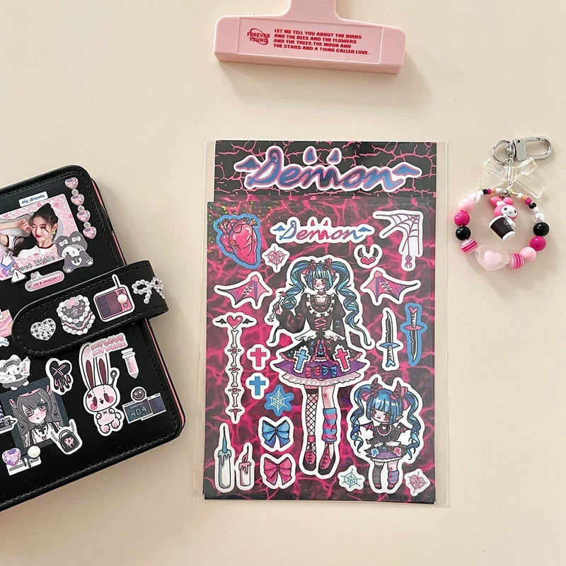 New Ins Cute Devil Bunny Girl Stickers Diary Scrapbooking DIY Album Decoration Sticker Aesthetic Personalized Kawaii Stationery (ONLINE ORDER ONLY)