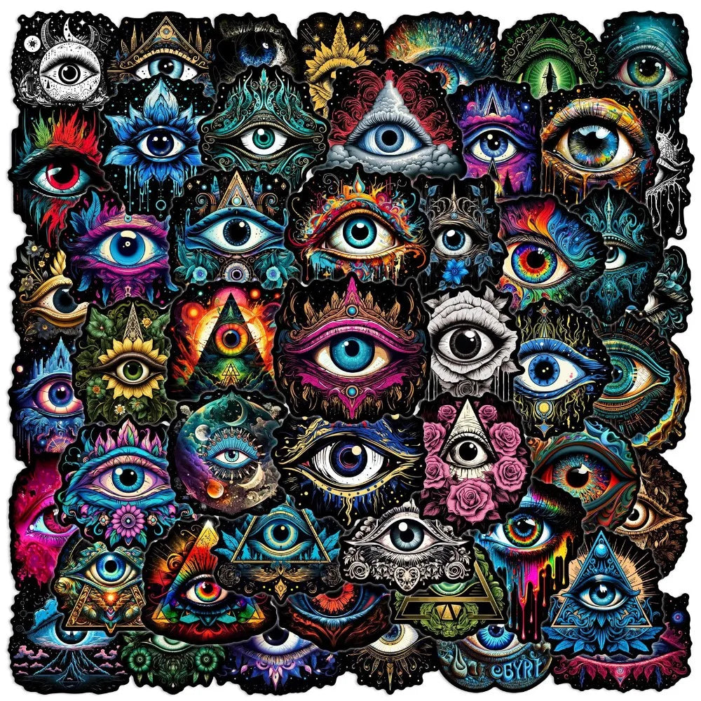 Evil Eye Stickers 10/25/50pcs Waterproof for DIY Scrapbooking, Phone, Laptop, Suitcase, Skateboard, Helmet (Online Order Only)