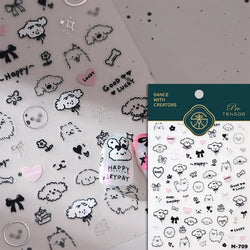 Cute Bowknot Dog Puppy Bear Strawberry Cake Fruit Juice Coffee Desserts Corgi Cherry Adhesive Nail Art Stickers Manicure Decals (ONLINE ORDER ONLY)