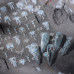 Yunjin Brocade Shawl Tassel Pendant Traditional Chinese Costumes and Ornaments Self Adhesive Nail Art Stickers Manicure Decals (ONLINE ORDER ONLY)