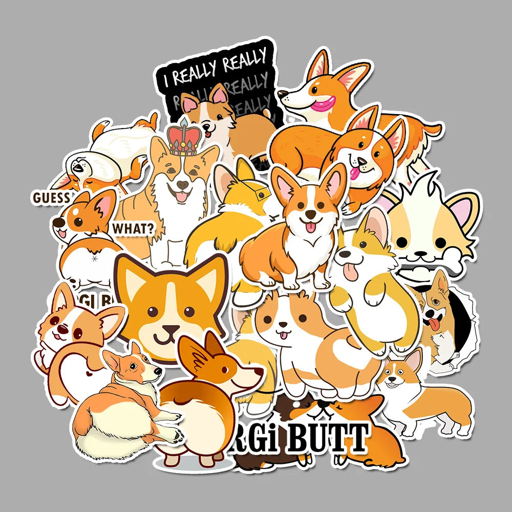 50 pcs/pack Kawaii Corgi Waterproof PVC Journal Decorative Stationery Craft Stickers Scrapbooking DIY Diary Album Stick Label (ONLINE ORDER ONLY)