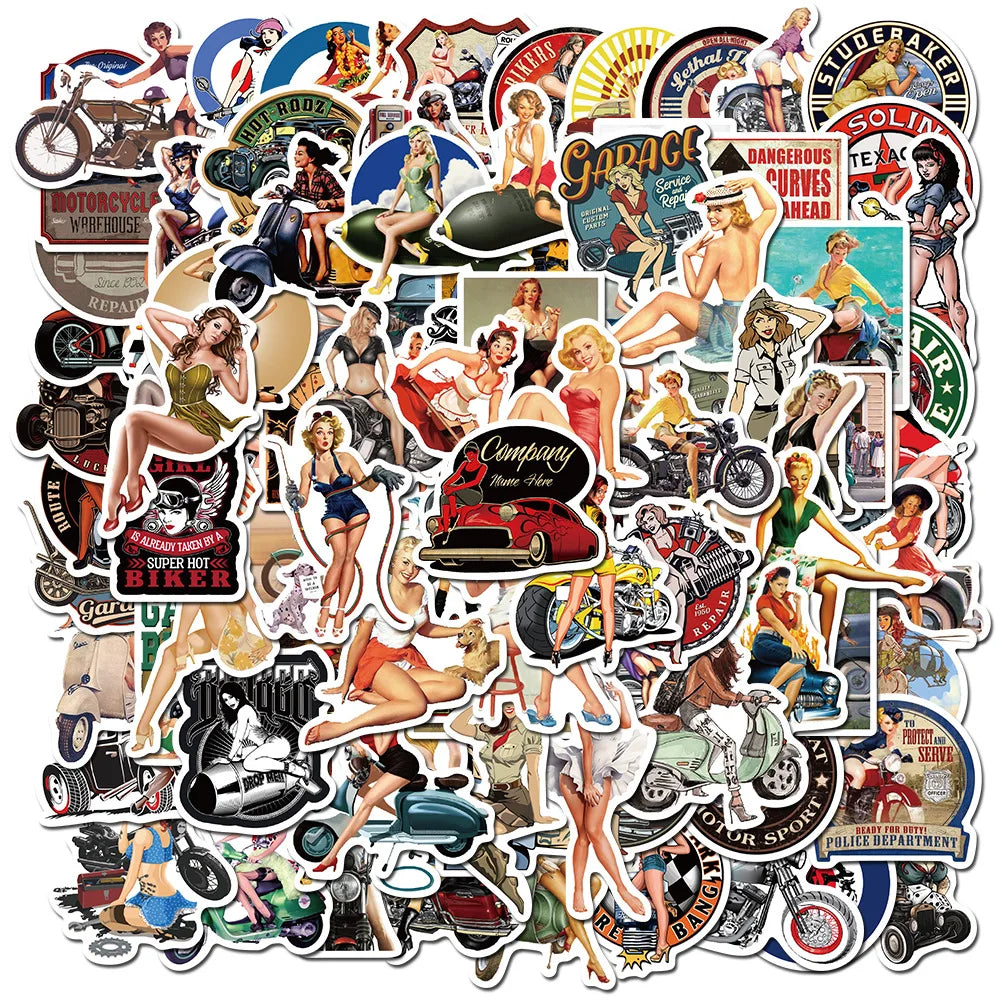 Retro Pin Up Girls Stickers Sexy Women DIY Phone Motorcycle Helmet Laptop Skateboard (ONLINE ORDER ONLY)