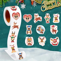 500pcs/Roll Christmas Reindeer Festival Cartoon Sealing Sticker DIY PVC Laptop Decals Decoration Stiker Reward Gift Toys (Online Order Only)