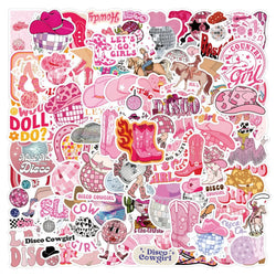 Pink Disco Cowgirl Stickers Pack for Luggage, Laptop, Phone, Guitar, Cup, Bike, Car, Skateboard (Online Order Only)