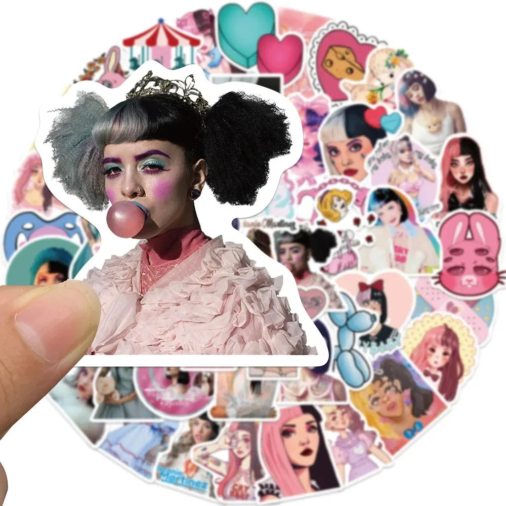 10/50PCS Singer Melanie Martinez Stickers Cartoon Decals DIY Scrapbook Album Suitcase Laptop Fridge Car Wall Sticker Kids Toy (Online Order Only)