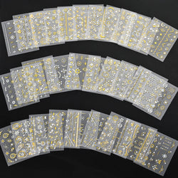 30 Sheet 3D Flower Nail Stickers Decals 6.5*5cm Transparent White Floral Leaf Butterflies Heart Nail Art Adhesive Strip Supplies (ONLINE ORDER ONLY)