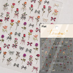 Spring Living Peach Blossom Flower Branch Petal Antique Soft Relief Adhesive Chinese Characters Nail Art Sticker Manicure Decals (ONLINE ORDER ONLY)