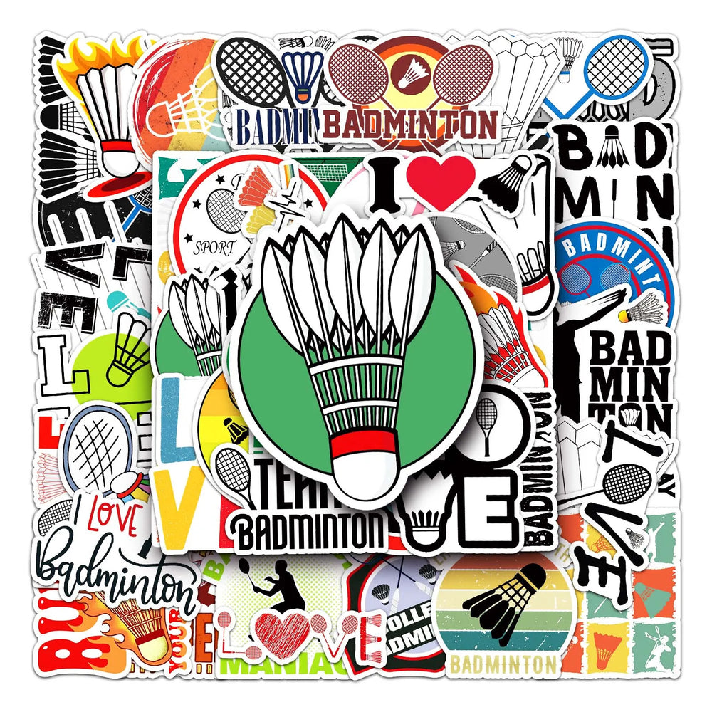 50Pcs Cartoon Badminton Waterproof Vinyl Stickers (ONLINE ORDER ONLY)
