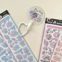 8Pcs/lot Korean ins Butterfly Rose Sticker Diary Scrapbooking DIY Album Decoration Sticker Aesthetic Stationery Art Supplies (ONLINE ORDER ONLY)