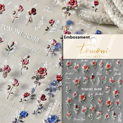 Pale Flower Bouquet Label Bowknot Stationery Sunflower Daisy Leaf 3D Self Adhesive Nail Art Stickers Rhinestone Manicure Decals (Online Order Only)