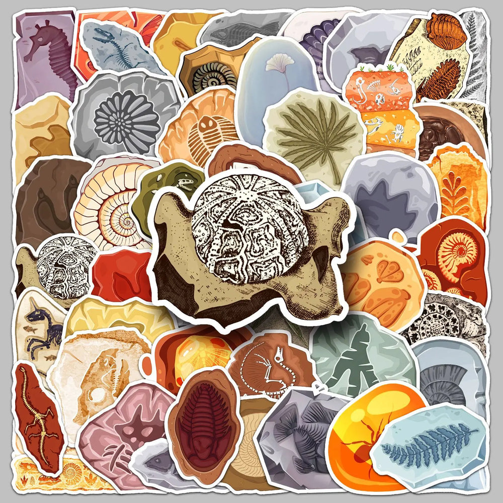 Dinosaur Fossil Cartoon Stickers for Scrapbook, Skateboard, Fridge, Luggage, Notebook, Kids Toys (10/30/50PCS) (ONLINE ORDER ONLY)