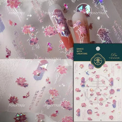 Lotus Flower Leaf Goldfish Ripple Wavelet Water Droplet Lotus Pond Brocaded Carp Self Adhesive Nail Art Stickers Manicure Decals (Online Order Only)