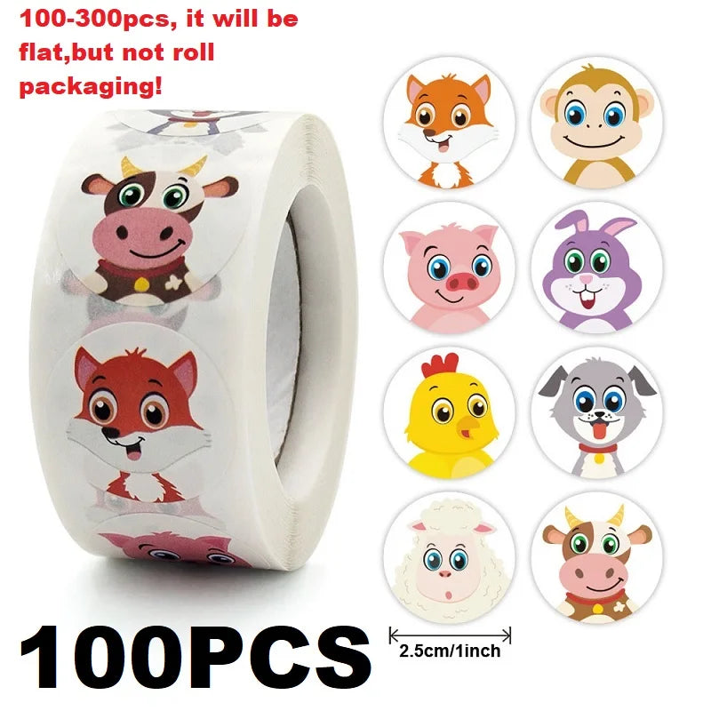 100-500PCS New Kids Stickers Korean Stationery Rolling Cartoon Animal Stickers Roll Small Packaging Stickers Photocard Decor (ONLINE ORDER ONLY)
